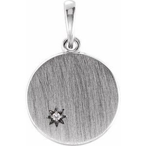 Ladies Natural Diamond Engravable Pendant (Si2-Si3, G-H) — Platinum
