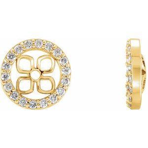 Ladies 5 mm ID 1/8 Natural Diamond Earring Jackets — 14K Yellow Gold