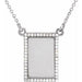 Ladies Natural Diamond Engravable Rectangle Necklace (I1, G-H) — 14K White Gold