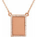 Ladies Natural Diamond Engravable Rectangle Necklace (I1, G-H) — 14K Rose Gold