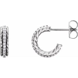 Ladies Natural Diamond Rope Hoop Earrings (I1, G-H) — Sterling Silver