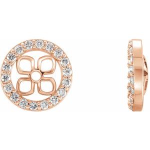 Ladies 5 mm ID 1/8 Natural Diamond Earring Jackets — 14K Rose Gold