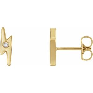 Ladies Natural Diamond Lightning Bolt Earrings (I1, G-H) — 14K Yellow Gold