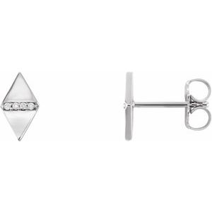 Ladies Natural Diamond Geometric Earrings — Sterling Silver