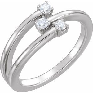 Ladies Natural Diamond Bypass Ring (I1, G-H) — 14K White Gold