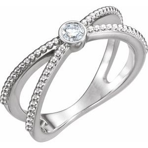Ladies Natural Diamond Beaded Ring (SI2-SI3, G-H) — Platinum