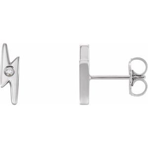 Ladies Natural Diamond Lightning Bolt Earrings (I1, G-H) — Sterling Silver
