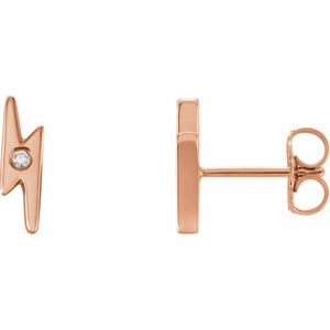 Ladies Natural Diamond Lightning Bolt Earrings (I1, G-H) — 14K Rose Gold