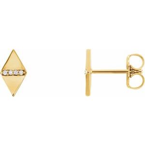Ladies Natural Diamond Geometric Earrings — 14K Yellow Gold