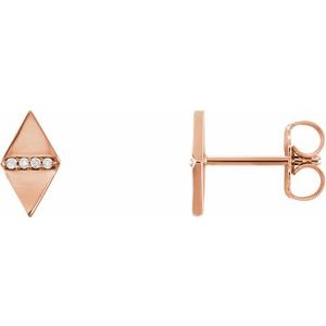 Ladies Natural Diamond Geometric Earrings — 14K Rose Gold