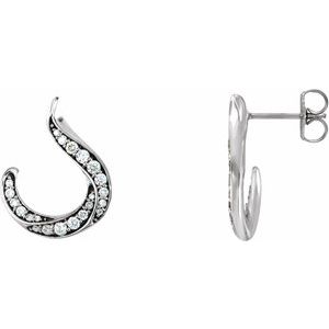 Ladies Natural Diamond Freeform Earrings — Sterling Silver