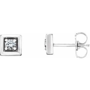 Ladies Natural Diamond Earrings (I1, G-H) — Sterling Silver