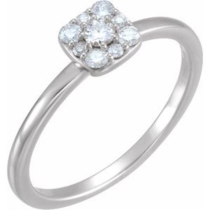 Ladies Natural Diamond Stackable Cluster Ring (I1, G-H) — Sterling Silver
