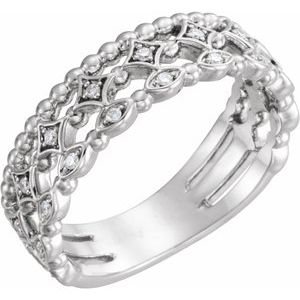 Ladies Natural Diamond Stackable Ring (I1, G-H) — Sterling Silver