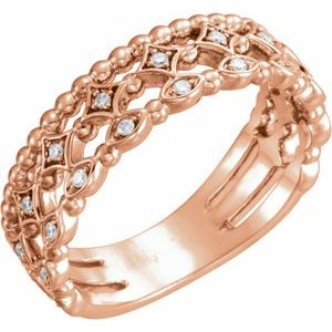 Ladies Natural Diamond Stackable Ring (I1, G-H) — 14K Rose Gold