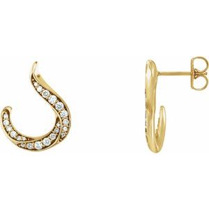 Ladies Natural Diamond Freeform Earrings — 14K Yellow Gold