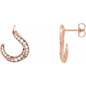Ladies Natural Diamond Freeform Earrings — 14K Rose Gold