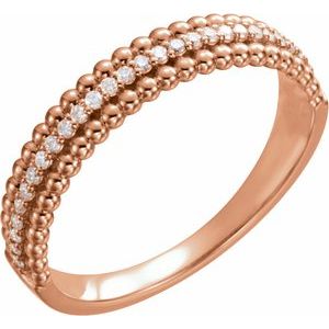 Ladies Natural Diamond Beaded Ring (I1, G-H) — 14K Rose Gold