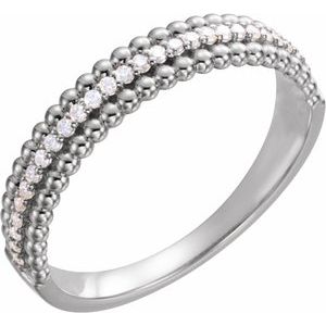 Ladies Natural Diamond Beaded Ring (I1, G-H) — Sterling Silver