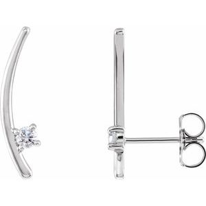 Ladies Natural Diamond Ear Climbers — Platinum