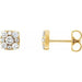 Ladies Natural Diamond Cluster Earrings — 14K Yellow Gold