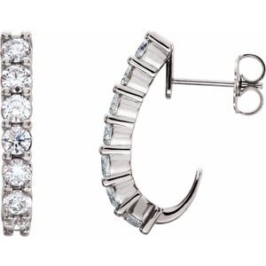 Ladies Natural Diamond J-Hoop Earrings (I1, G-H) — 14K White Gold