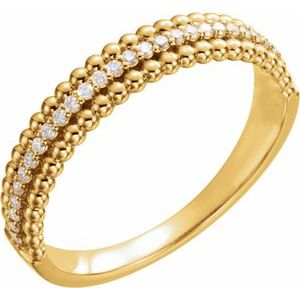 Ladies Natural Diamond Beaded Ring (I1, G-H) — 14K Yellow Gold