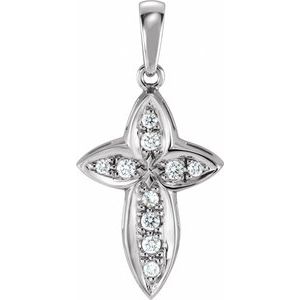 Ladies Natural Diamond Cross Pendant (Si1, G-H) — 14K White Gold