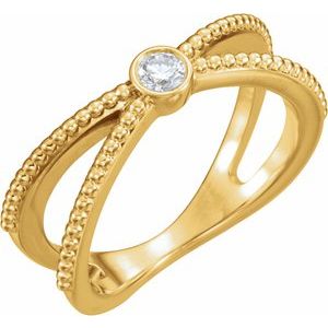 Ladies Natural Diamond Beaded Ring (I1, G-H) — 14K Yellow Gold