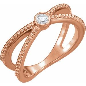Ladies Natural Diamond Beaded Ring (I1, G-H) — 14K Rose Gold
