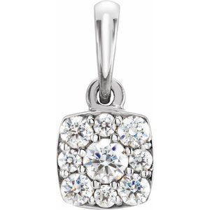 Ladies Natural Diamond Cluster Pendant (I1, G-H) — Platinum