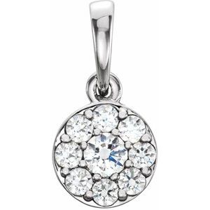 Ladies Natural Diamond Cluster Pendant (Si2-Si3, G-H) — Platinum