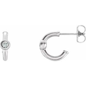 Ladies Natural Diamond Huggie Hoop Earrings (I1, G-H) — Sterling Silver