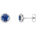 Ladies 4 mm Natural Blue Sapphire Natural Diamond Earrings — Sterling Silver