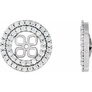 Ladies Natural Diamond Earring Jackets for 8 mm Pearl Stud Earrings — 14K White Gold