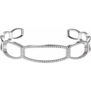 Ladies Natural Diamond Cuff 6 1/ Bracelet (I1, H+) — 14K White Gold