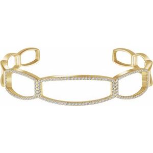 Ladies Natural Diamond Cuff 6 1/ Bracelet (I1, Sc) — 14K Yellow Gold