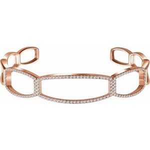 Ladies Natural Diamond Cuff 6 1/ Bracelet (I1, Sc) — 14K Rose Gold