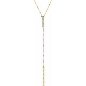 Ladies Natural Diamond Bar Y Necklace (I1, H+) — 14K Yellow Gold