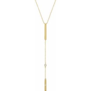 Ladies Natural Diamond Bar Necklace (I1, H+) — 14K Yellow Gold