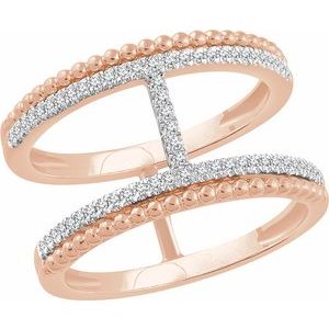 Ladies Natural Diamond Negative Space Ring (I1, H+) — 14K Rose Gold