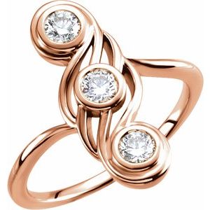 Ladies Natural Diamond Three-Stone Ring (I1, G-H) — 14K Rose Gold