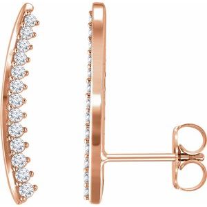 Ladies Natural Diamond Ear Climbers — 14K Rose Gold