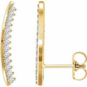 Ladies Natural Diamond Ear Climbers — 14K Yellow Gold