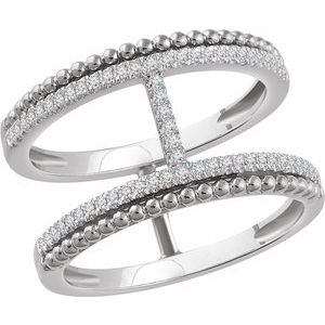 Ladies Natural Diamond Negative Space Ring (I1, H+) — 14K White Gold