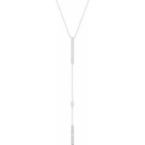 Ladies Natural Diamond Bar Necklace (I1, H+) — 14K White Gold