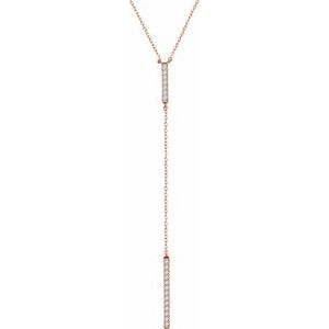 Ladies Natural Diamond Bar Y Necklace (I1, G+) — 14K Rose Gold