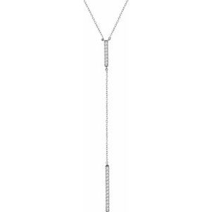 Ladies Natural Diamond Bar Y Necklace (I1, H+) — 14K White Gold
