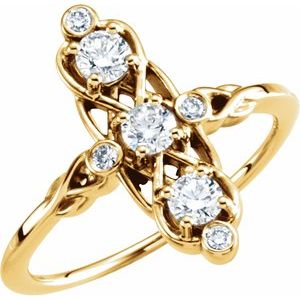 Ladies Natural Diamond Three-Stone Ring (I1, G-H) — 14K Yellow Gold