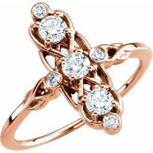 Ladies Natural Diamond Three-Stone Ring (I1, G-H) — 14K Rose Gold